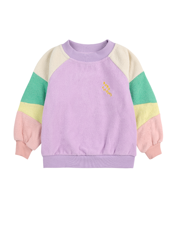 Lila Color Block Terry Cloth Sweatshirt