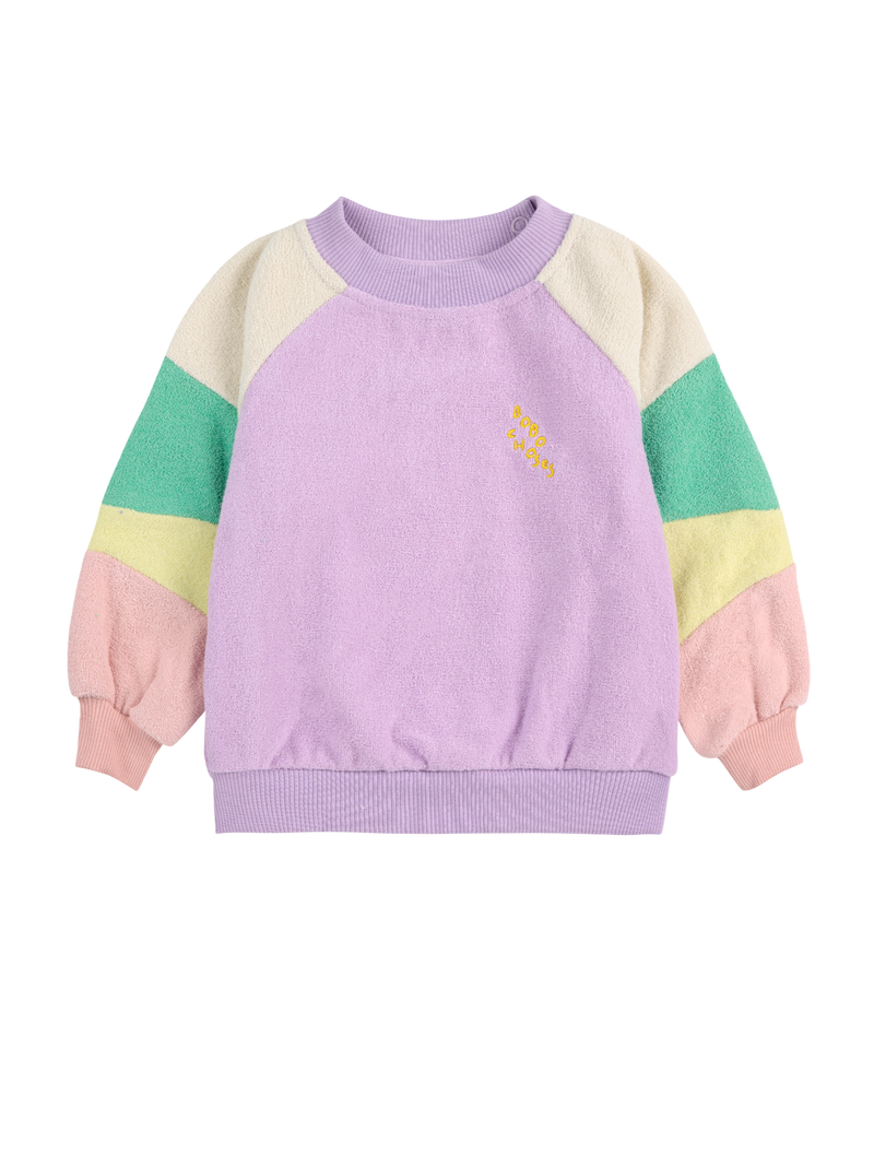 Lila Color Block Terry Cloth Sweatshirt