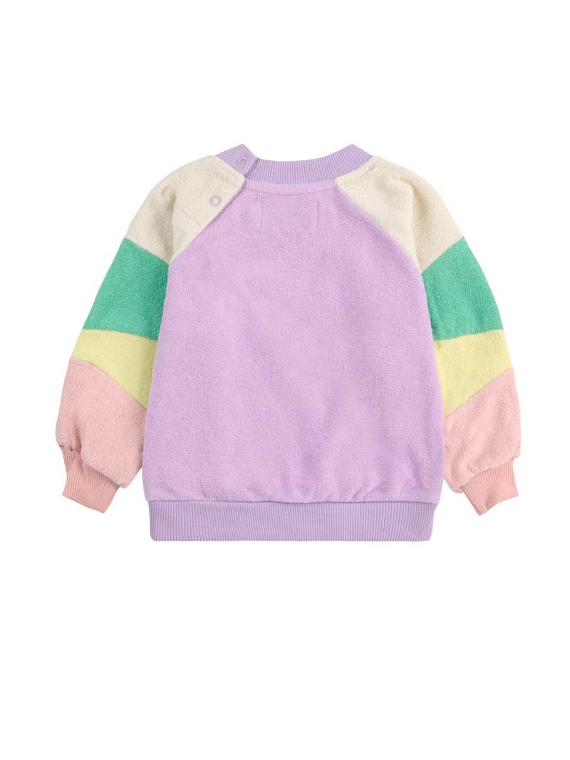 Lila Color Block Terry Cloth Sweatshirt