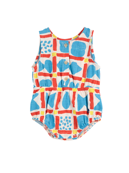 Geometric Game Woven Romper