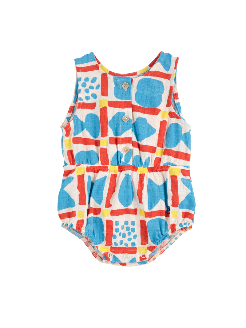 Geometric Game Woven Romper