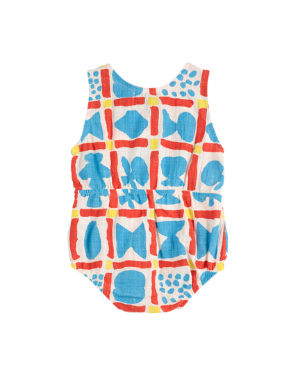 Geometric Game Woven Romper