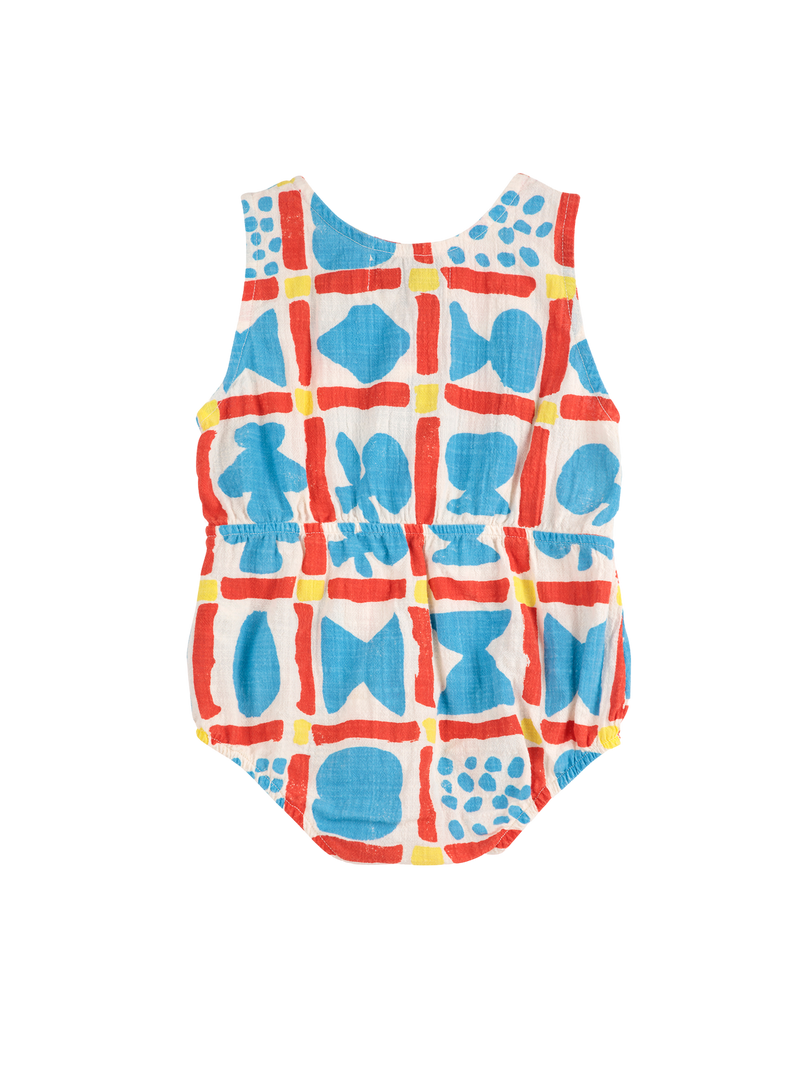 Geometric Game Woven Romper