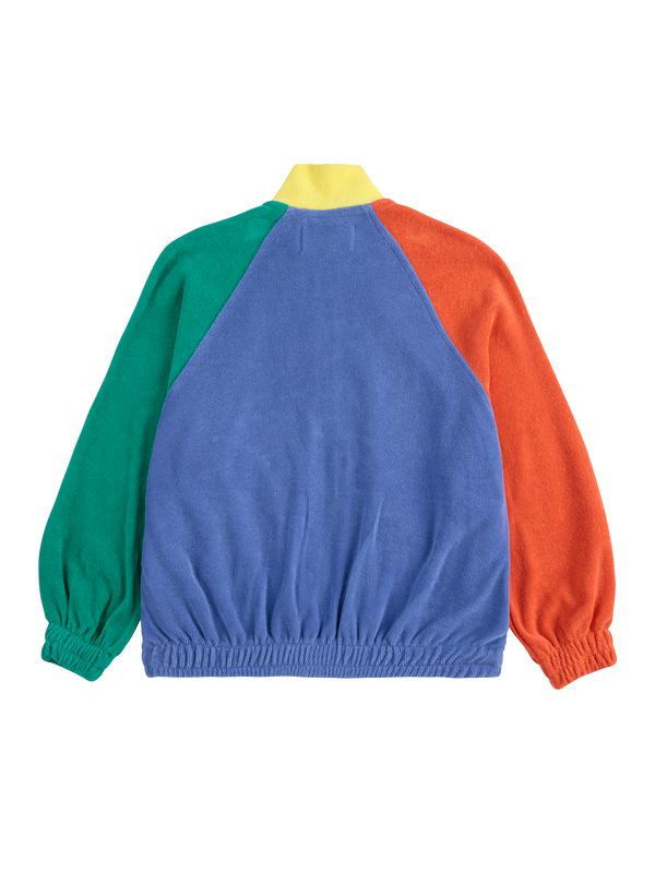 Smiling Color Block Terry Cloth Zipped Sweatshirt