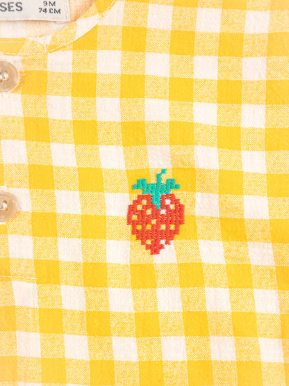Pixel Strawberry Vichy Woven Blouse