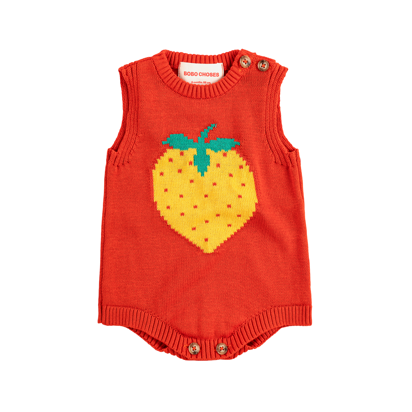 Pixel Strawberry Knitted Romper