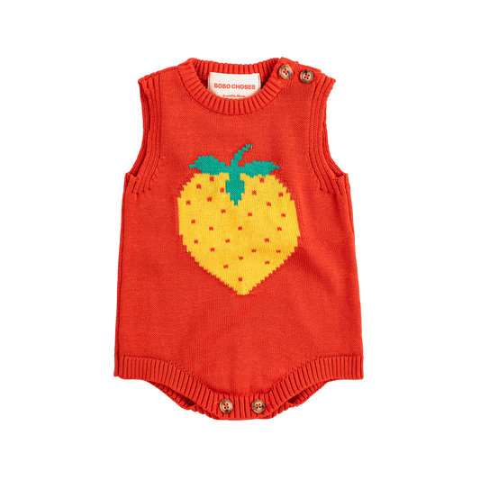 Pixel Strawberry Knitted Romper