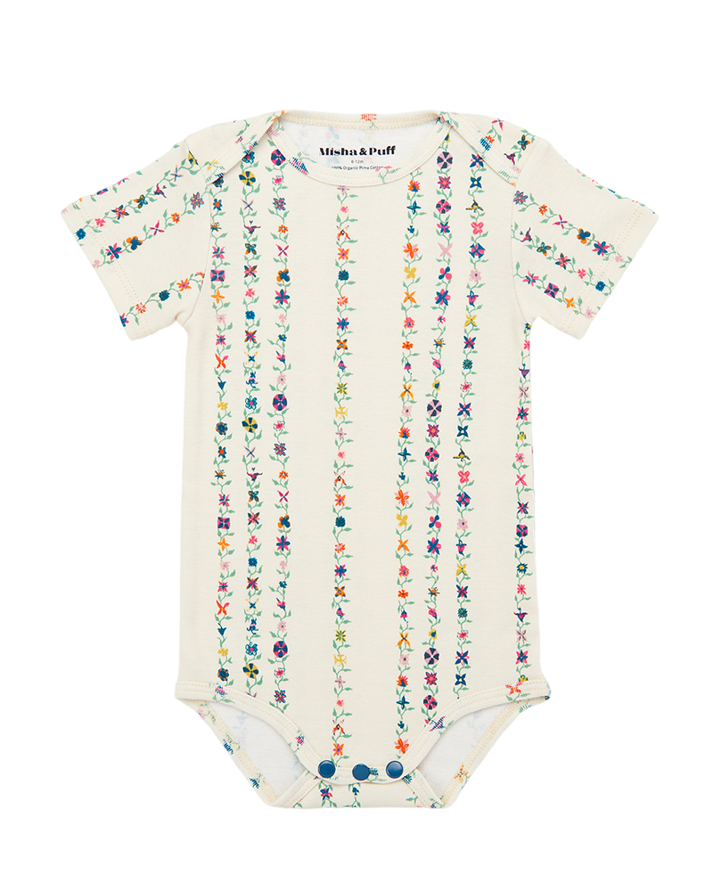 Baby Short Sleeve Lap Onesie - String Little Botanica