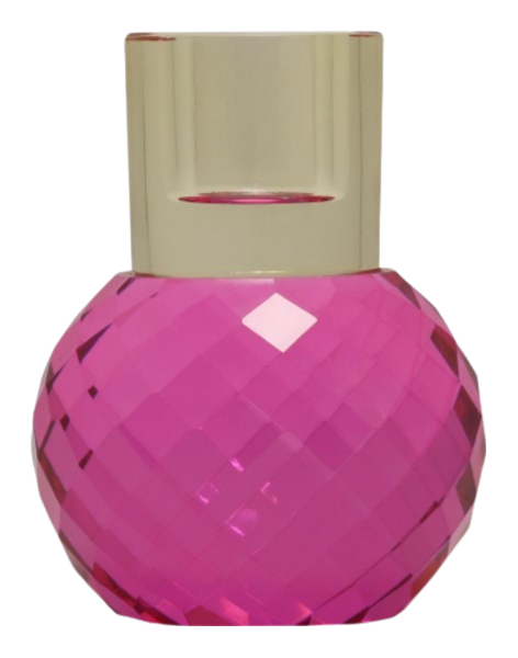 Faceted Ball and Cylinder Crystal Candleholder - Hot Pink/Butter