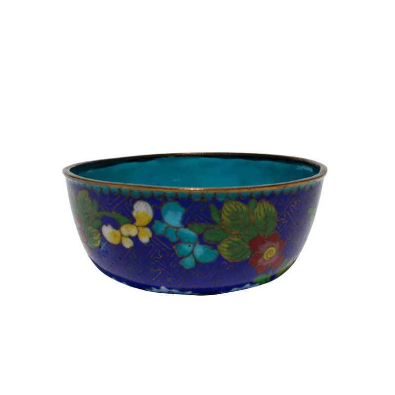 Blue Cloissone Bowl with Flower Detail