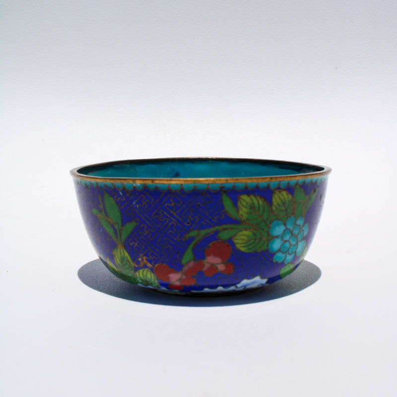 Blue Cloissone Bowl with Flower Detail