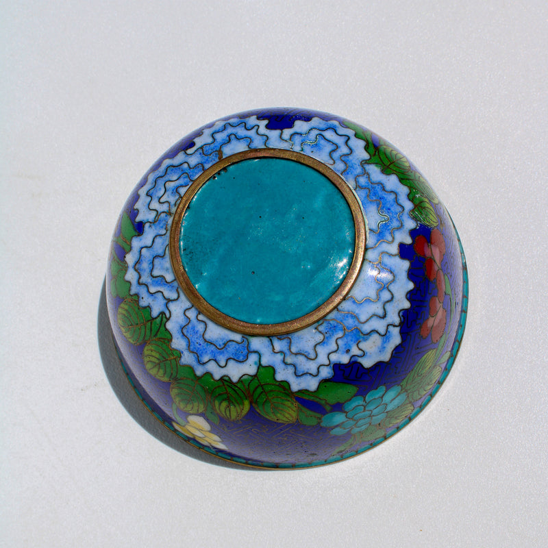 Blue Cloissone Bowl with Flower Detail