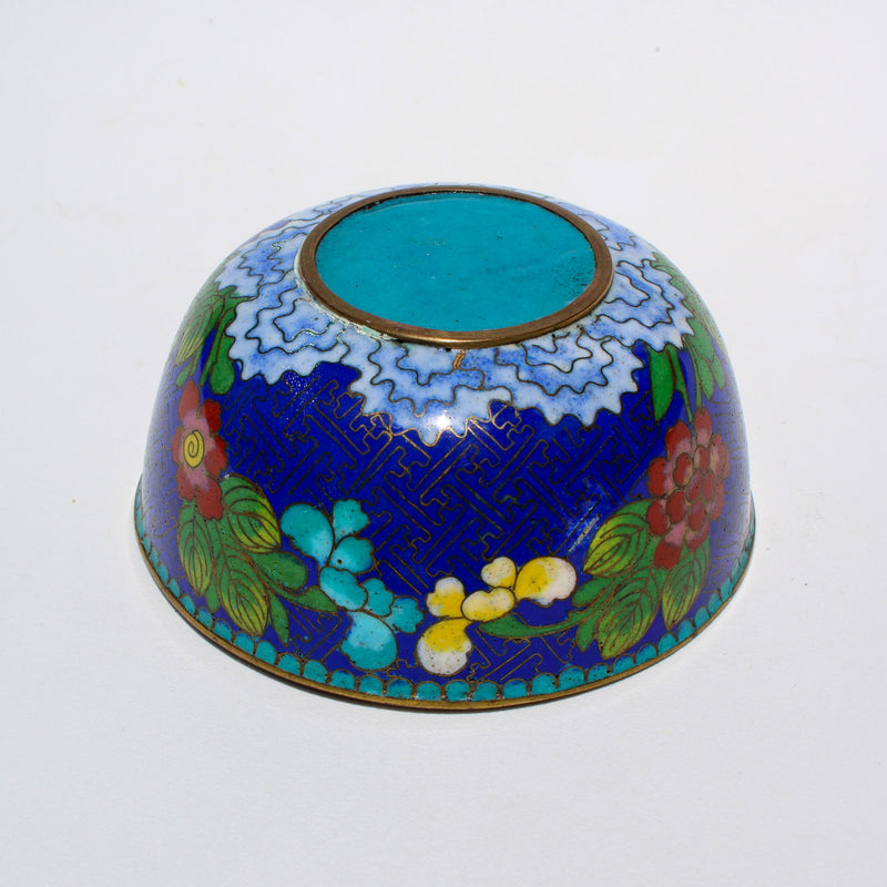Blue Cloissone Bowl with Flower Detail