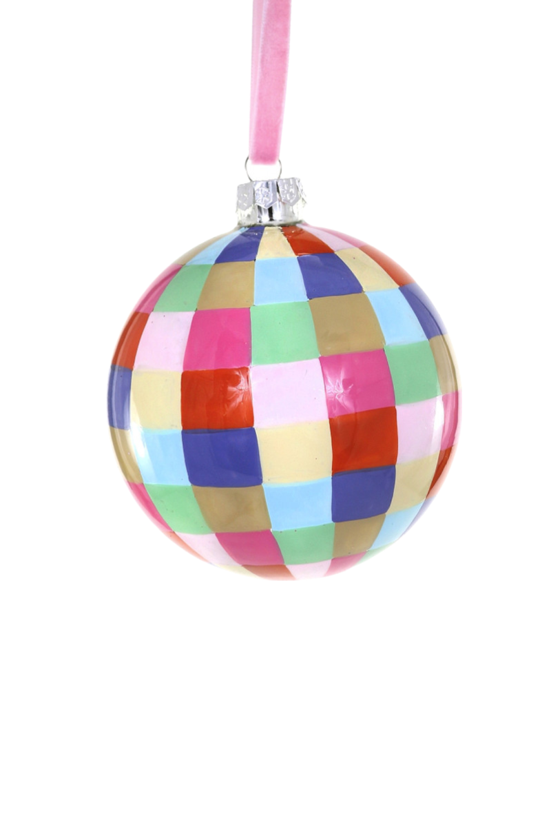 Bright Checker Plaid Bauble Ornament
