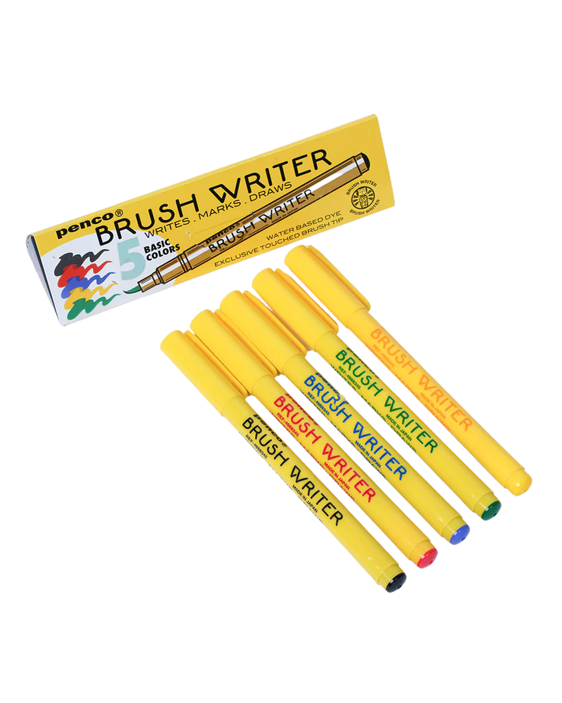 Brush Writer Marker - Set of 5, Basic Colors