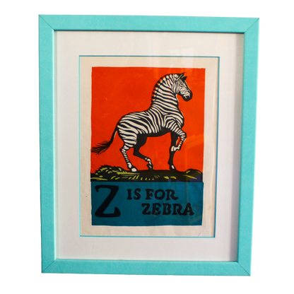 Framed "Z is for Zebra" from First Edition (1923) ABC Book by C.B. Falls