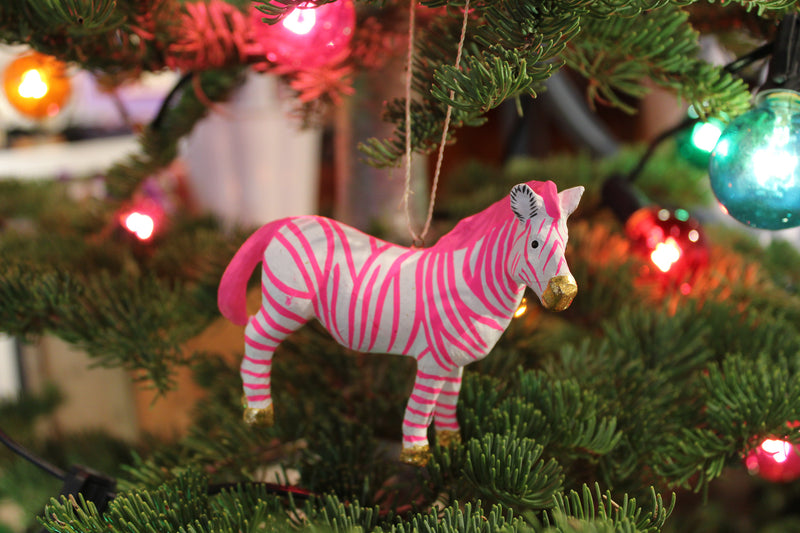 Hot Pink Zebra Ornament