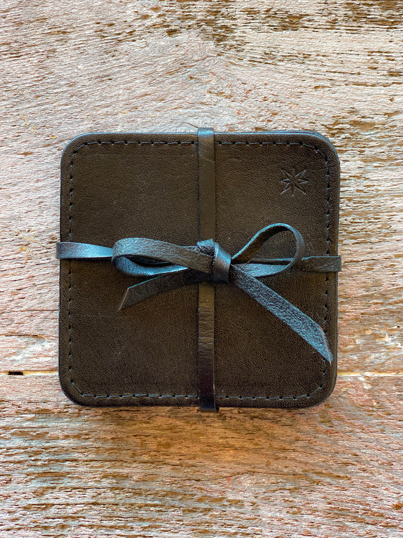 Cardoon Colored Leather Coasters Set of 4