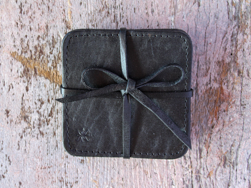Cardoon Colored Leather Coasters Set of 4