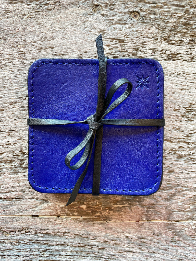 Cardoon Colored Leather Coasters Set of 4