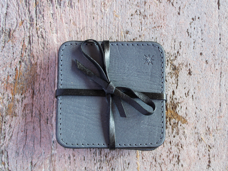 Cardoon Colored Leather Coasters Set of 4