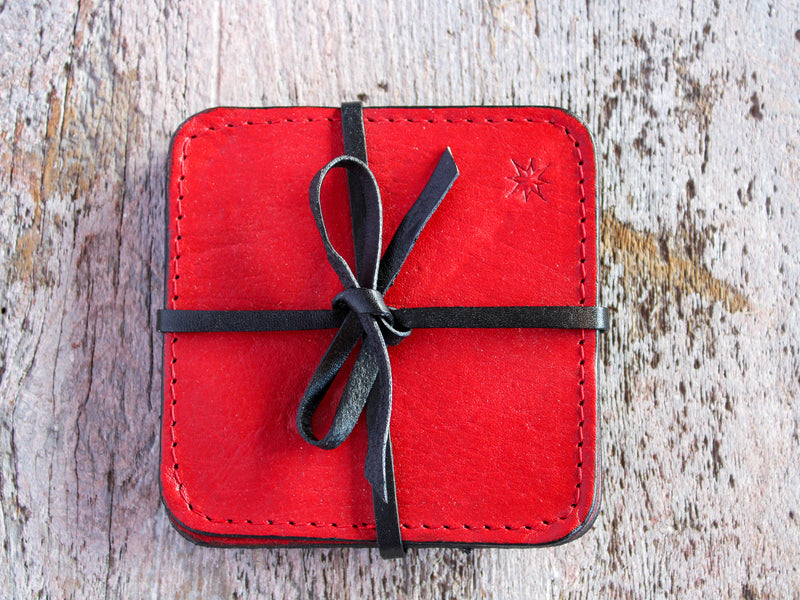 Cardoon Colored Leather Coasters Set of 4