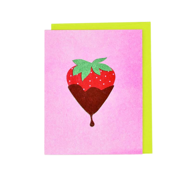 Chocolate Covered Strawberry Risograph Card