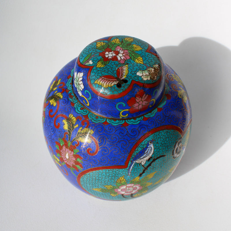 Cloisonne Ginger Jar with Stars and Butterflies