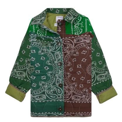 One of a Kind Quilted Bandana Jacket - Shades of Green