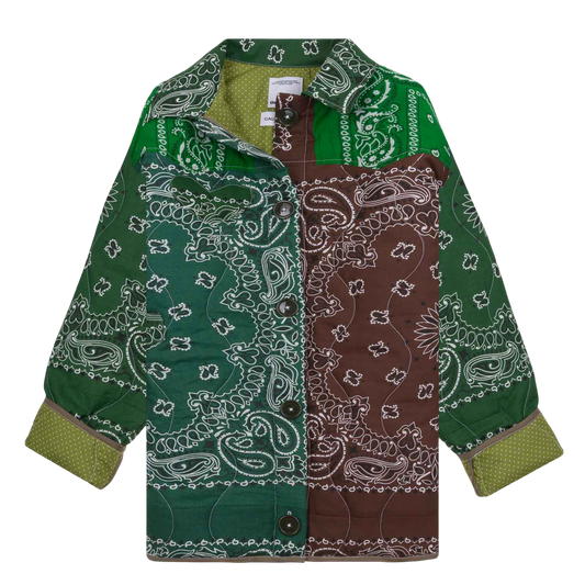 One of a Kind Quilted Bandana Jacket - Shades of Green
