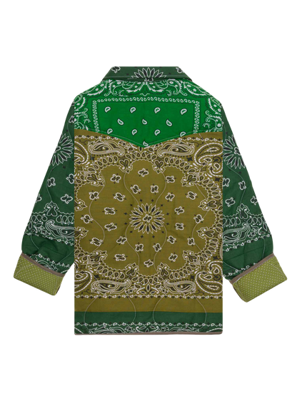 One of a Kind Quilted Bandana Jacket - Shades of Green