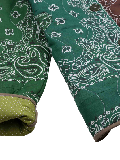 One of a Kind Quilted Bandana Jacket - Shades of Green