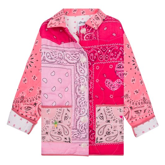 One of a Kind Quilted Bandana Jacket - Shades of Pink