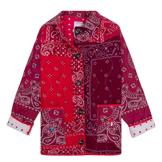 One of a Kind Quilted Bandana Jacket - Shades of Red