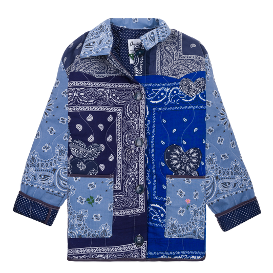 One of a Kind Quilted Bandana Jacket - Shades of Blue