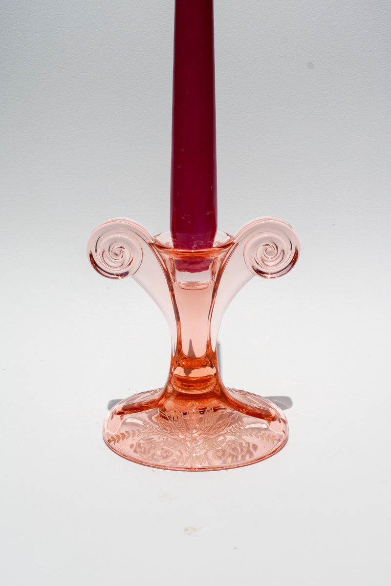 Corinthian Detail Pressed Glass Candlesticks (Pair)