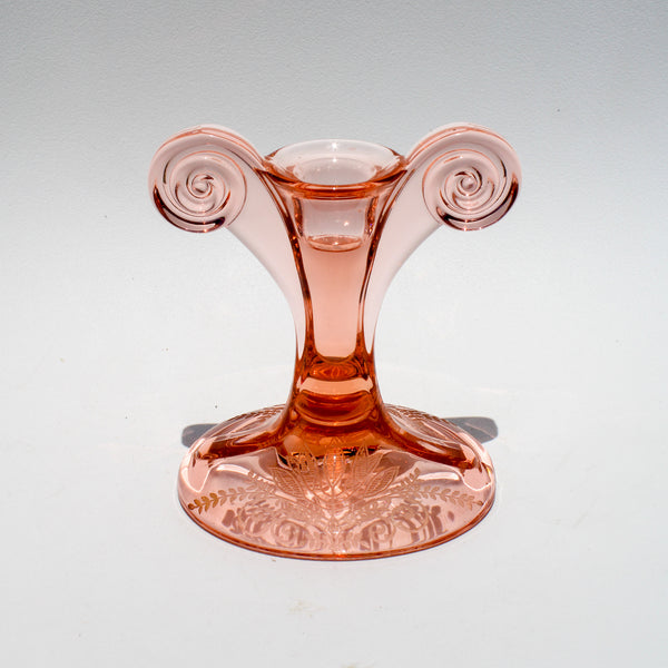 Corinthian Detail Pressed Glass Candlesticks (Pair)