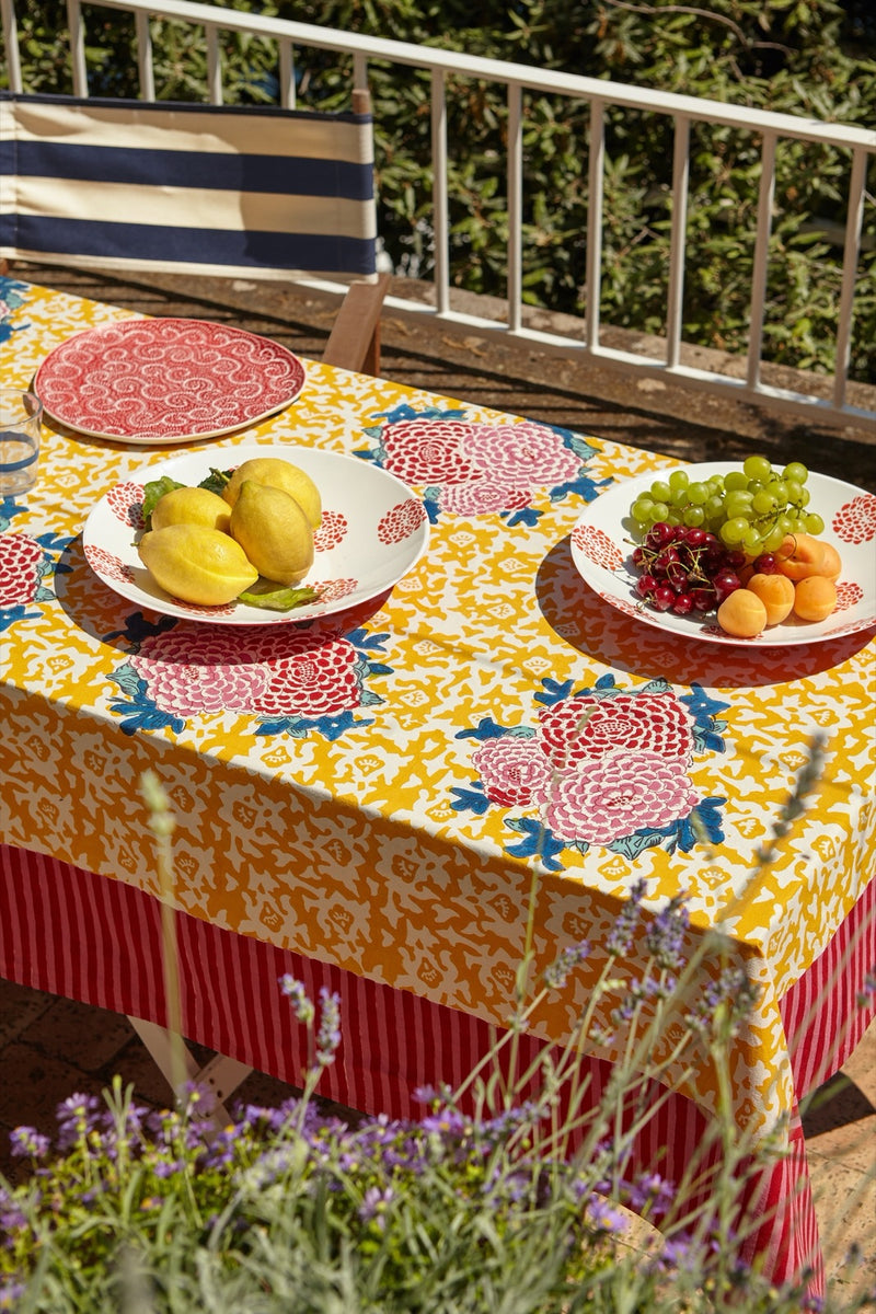 Cotton Tablecloth - Arabesqua Corolla Gold Natural