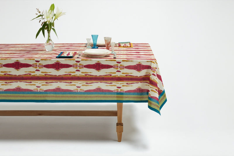 Cotton Tablecloth - Flame Aubergine Gold