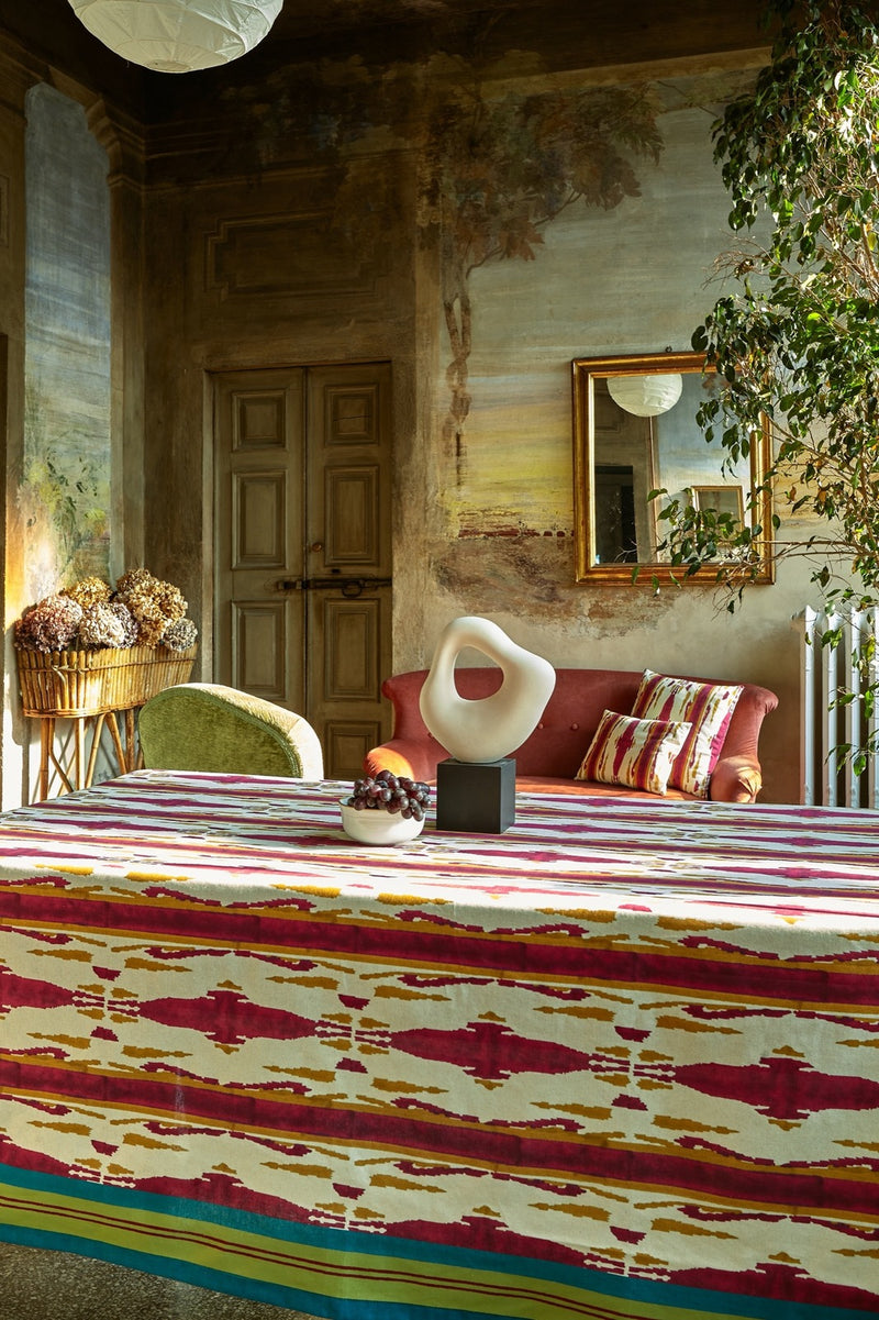 Cotton Tablecloth - Flame Aubergine Gold
