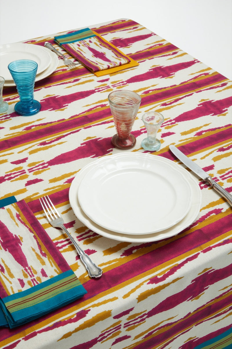 Cotton Tablecloth - Flame Aubergine Gold