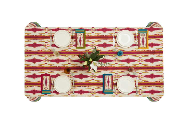Cotton Tablecloth - Flame Aubergine Gold