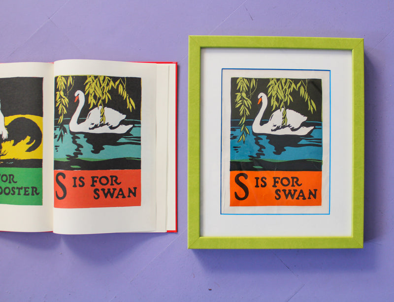 Framed "S is for Swan" from First Edition (1923) ABC Book by C.B. Falls