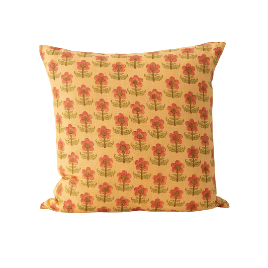 Block Print Pillow - Yellow