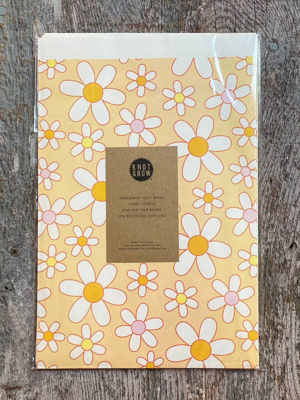 Daisy Newsprint Wrapping Paper