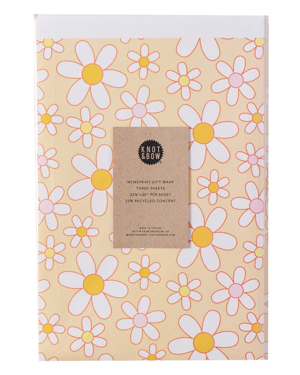 Daisy Newsprint Wrapping Paper
