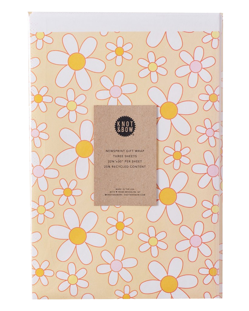 Daisy Newsprint Wrapping Paper