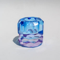 Double Faceted Crystal Candleholder - Blue/Violet