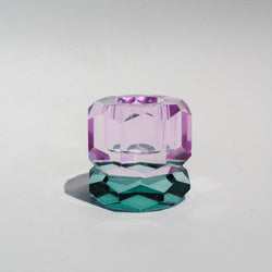 Double Faceted Crystal Candleholder - Purple/Petrol