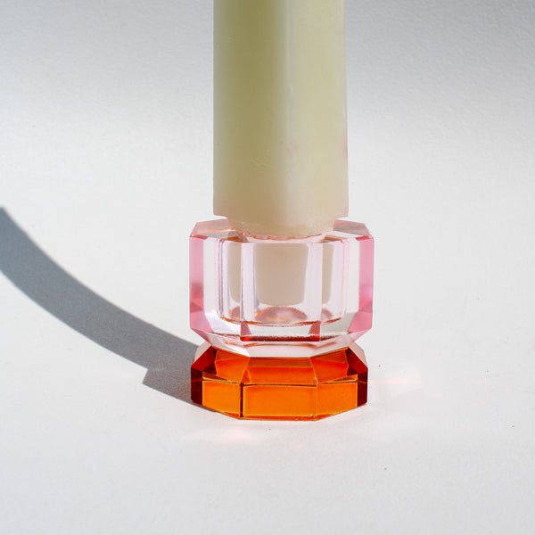 Hexagon Crystal Candleholder - Orange